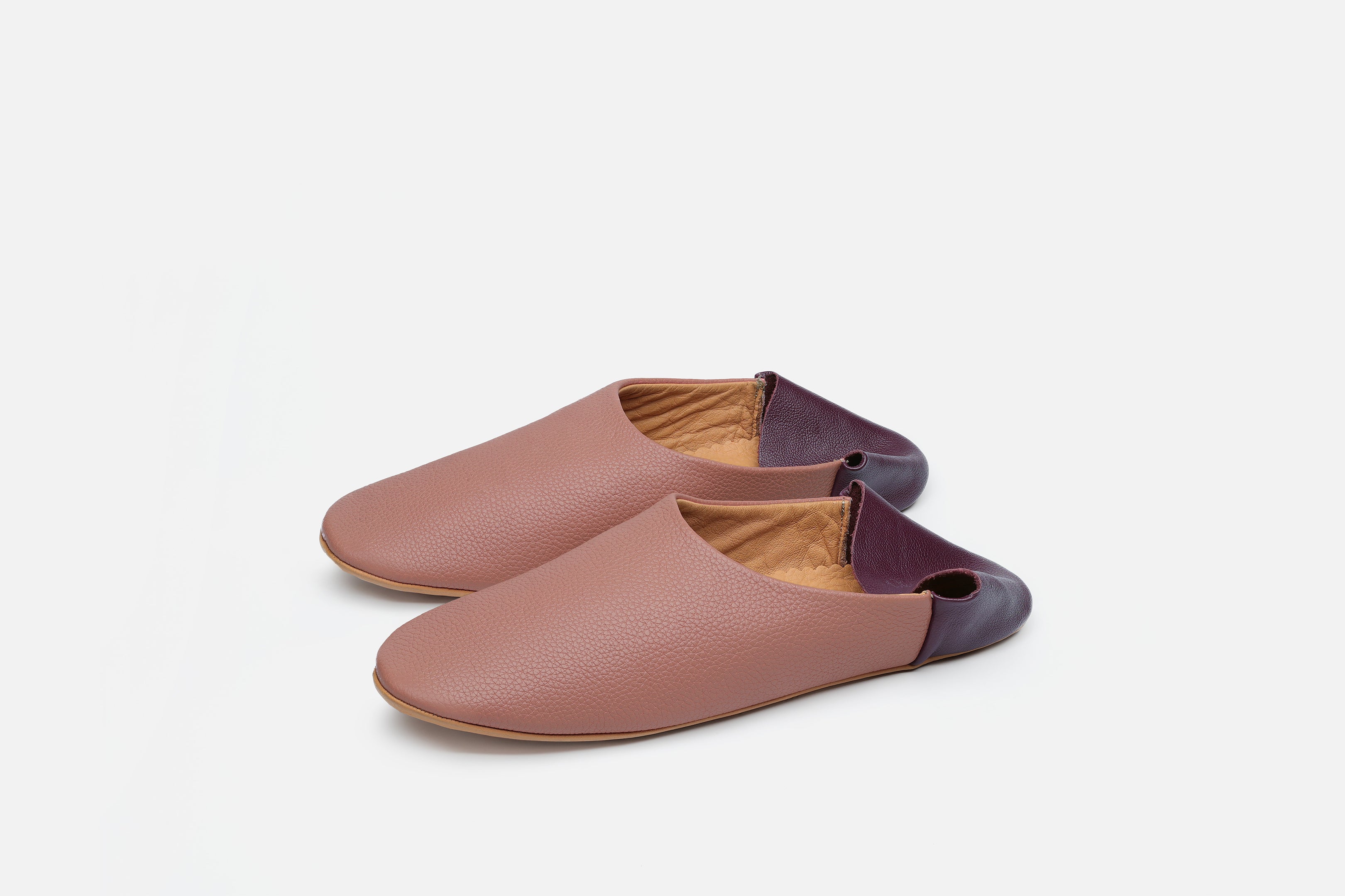 Pair of women's designer Pink leather house slippers | Slides