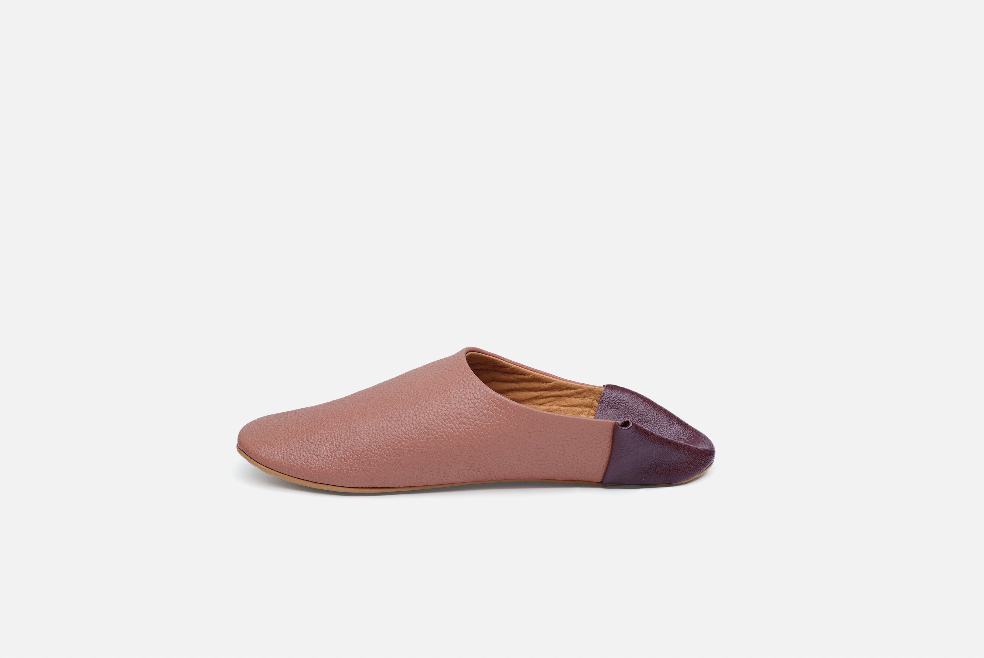 single women's Pink slide on leather house slippers