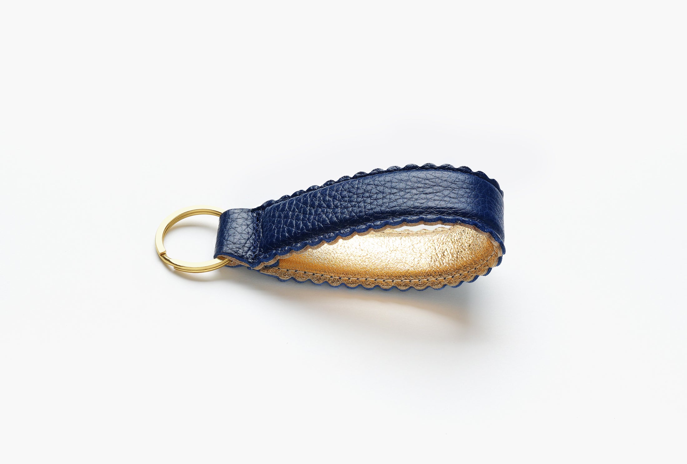 Maple Leathercraft Leather Clutch Keyring Bracelet - Keychain for Keys - Purse Clip Blue / 2 Side Engraving / Brushed Nickel