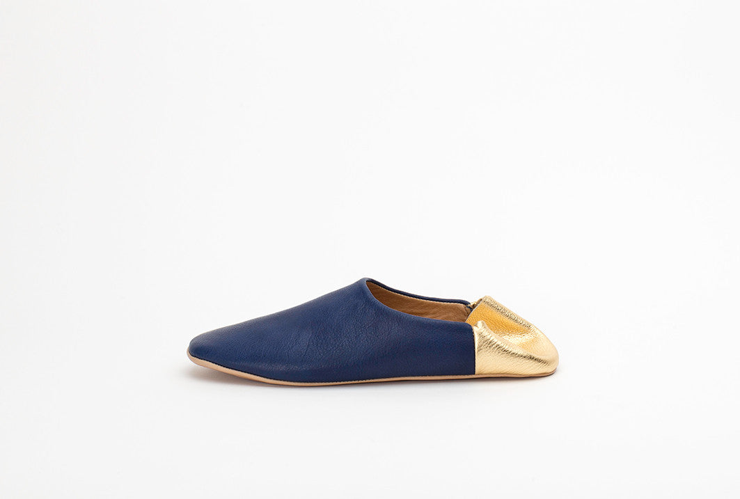 Single Stylish Women's Leather Slipper / House Shoe | Blue