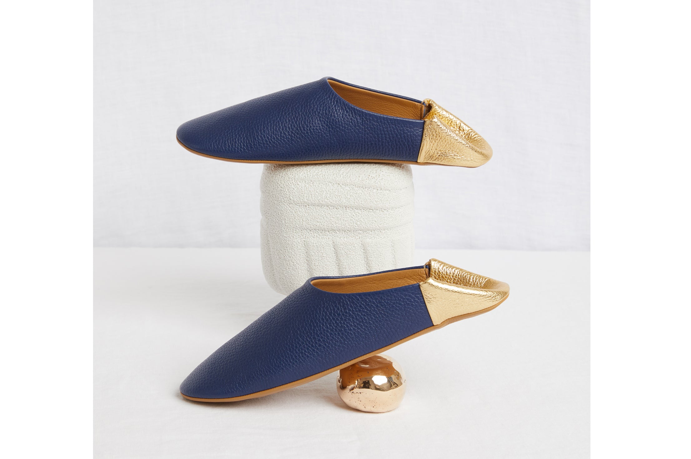 Blue and Gold leather slippers best gift for #wfh